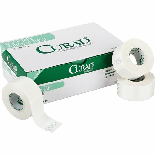 Curad Cloth Silk Adhesive Tape - 10 yd Length x 2" Width - Cloth - For Secure Dressing - 6 / Box - White