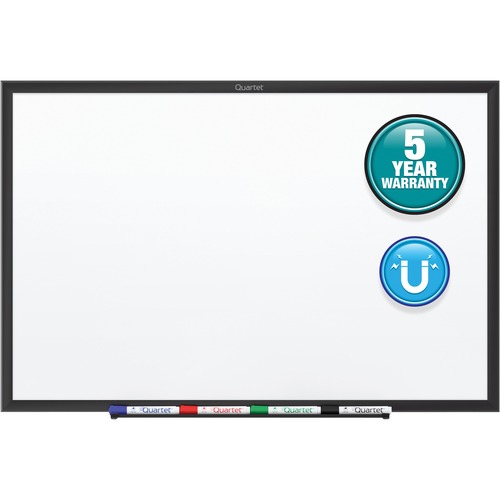 Quartet Classic Magnetic Whiteboard - 60" (5 ft) Width x 36" (3 ft) Height - White Painted Steel Surface - Black Aluminum Frame - Horizontal/Vertical - Magnetic - 1 Each