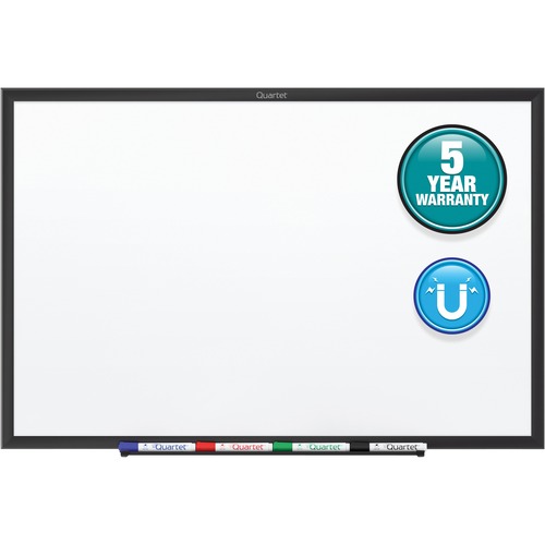 Quartet Classic Magnetic Whiteboard - 72" (6 ft) Width x 48" (4 ft) Height - White Painted Steel Surface - Black Aluminum Frame - Horizontal/Vertical - Magnetic - 1 Each - TAA Compliant