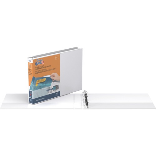 QuickFit Round Ring Deluxe Letter Spreadsheet Binder - 1" Binder Capacity - Letter - 8 1/2" x 11" Sheet Size - Round Ring Fastener(s) - 2 Internal Pocket(s) - Polypropylene - White - Recycled - Spine Label, Ink-transfer Resistant, Heavy Duty, PVC-free, Ex