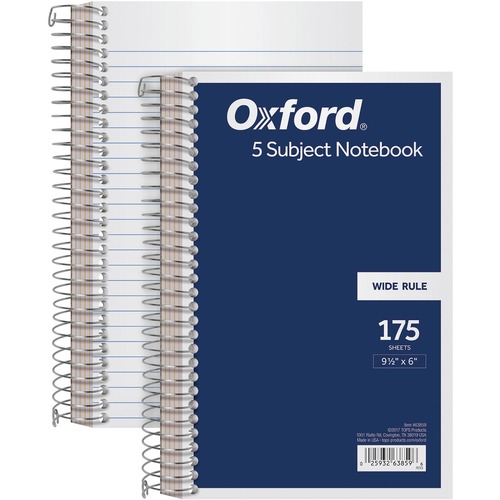 TOPS 5 Subject Wirebound Notebook - 175 Sheets - Coilock - 15 lb Basis Weight - 6" x 9 1/2" - White Paper - Navy Cover - Acid-free, Unpunched, Divider - 1 Each