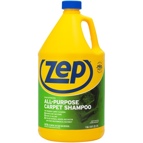 Zep All-Purpose Carpet Shampoo - For Upholstery, Carpet - Concentrate - 128 fl oz (4 quart) - 1 Each - Heavy Duty - Blue
