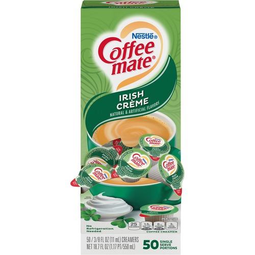 Coffee mate Liquid Creamer Tub Singles, Gluten-Free - Irish Cream Flavor - 0.38 fl oz (11 mL) - 50/Box - 50 Serving