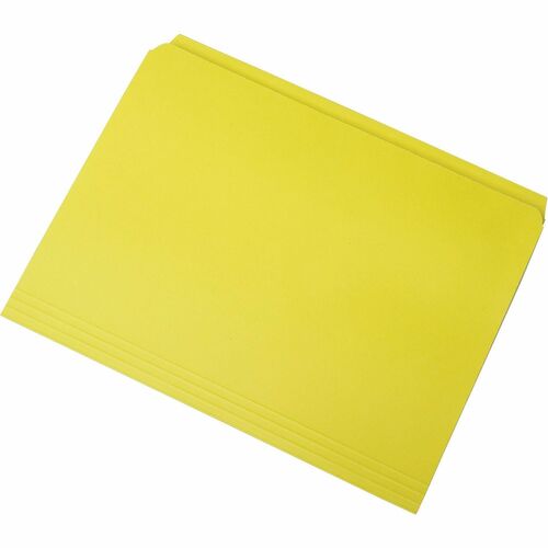SKILCRAFT® Straight Tab Cut Letter Recycled Storage Folder - 8 1/2" x 11" - 11 pt. - Yellow - 100% Recycled - 100 / Box