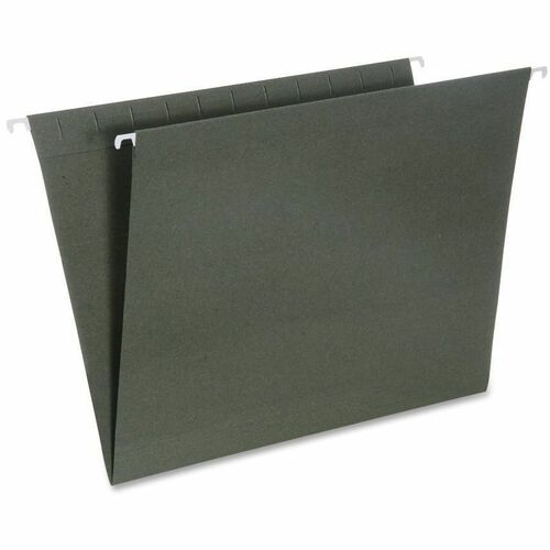 SKILCRAFT® 1/3 Tab Cut Letter Hanging Folder - 8 1/2" x 11" - 2" Expansion - 11 pt. - Paperboard, Plastic, Metal - Green - 0% Recycled - 25 / Box