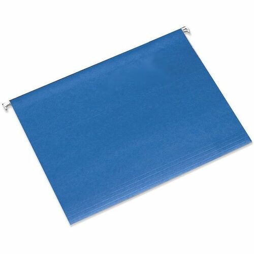 SKILCRAFT® 1/5 Tab Cut Letter Hanging Folder - 8 1/2" x 11" - 2" Expansion - 11 pt. - Paperboard, Plastic, Metal - Blue - 0% Recycled - 25 / Box