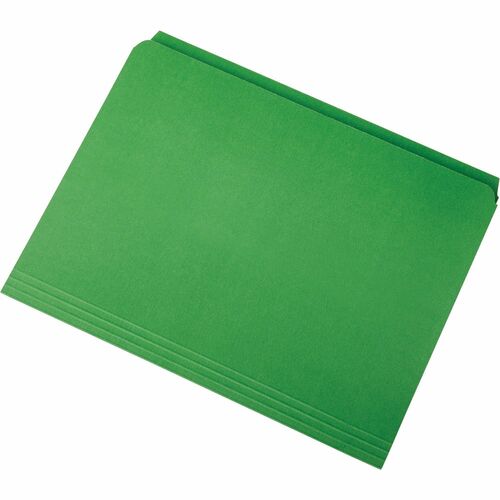 SKILCRAFT® Colored Straight Tab Cut Letter Recycled Storage Folder - 8 1/2" x 11" - 11 pt. - Stock - Green - 100% Recycled - 100 / Box