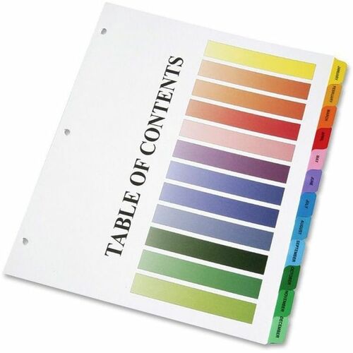 SKILCRAFT® Multiple Index Sheets - 12 Tab(s) - Month - Jan-Dec - 8.5" Divider Width x 11" Divider Length - Letter - 8.50" Width x 11" Length - Multicolor Divider - Recycled - Mylar Reinforced Edge, Tear Resistant, Tabbed, Printable - 12 / Set