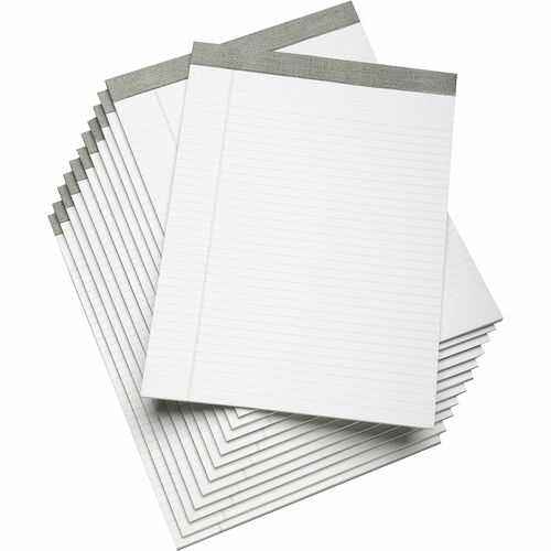 SKILCRAFT® Legal Ruled Writing Pads - 50 Sheets - Strip - 0.31" Ruled - Legal Ruled Margin - 16 lb Basis Weight - 8 1/2" x 11 3/4" Sheet Size - White Paper - Gray Binding - Perforated, Back Board - 1 Dozen