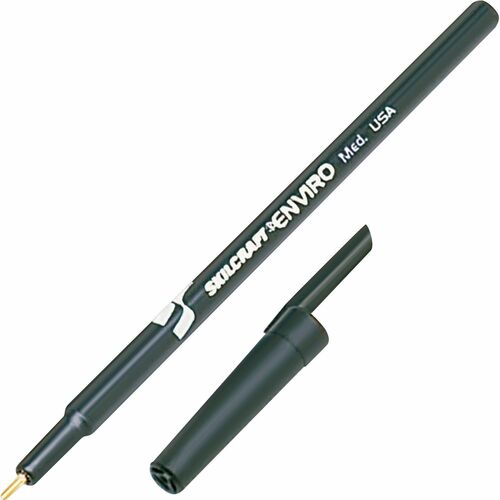 SKILCRAFT® Environmental Ballpoint Stick Pens - Medium Pen Point - Black Ink - 1 Dozen