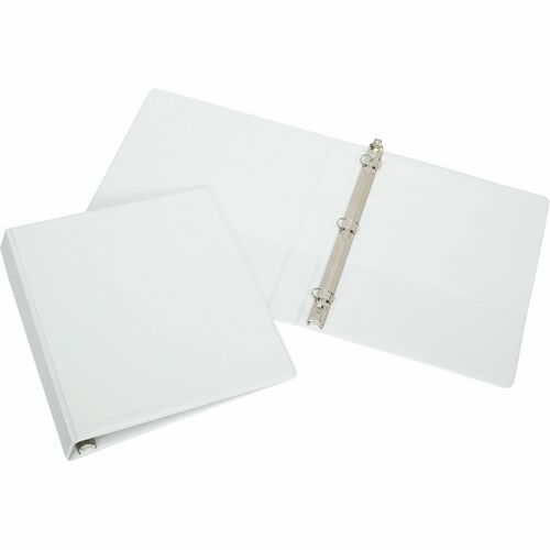 SKILCRAFT Round Ring Heavy-duty Binder - 1" Binder Capacity - Letter - 8 1/2" x 11" Sheet Size - 3 Ring(s) - Fastener(s): Round Ring - Pocket(s): Inside Front & Back - Vinyl, Board - White - Punched, Pocket, Heavy Duty, Tear Resistant, Crack Resistant, Ri