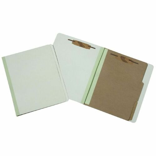 SKILCRAFT Letter Recycled Classification Folder with Fastener - 8 1/2" x 11" - 2" Expansion - Prong Fastener(s) - 1" Fastener Capacity - 2 Divider(s) - 25 pt. - Pressboard, Tyvek, Stock - Green - 100% Recycled - 10 / Box