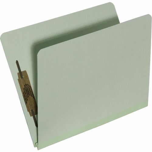 SKILCRAFT® Full Tab Cut Letter Recycled Fastener Folder with Fastener - 8 1/2" x 11" - 1" Expansion - 2 x Prong Fastener(s) - 1" Fastener Capacity - Pressboard, Stock, Fiber - Light Green - 30% Recycled