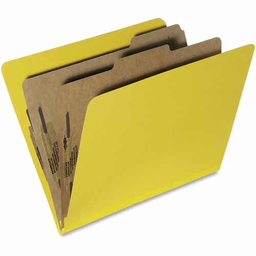 SKILCRAFT® Letter Recycled Classification Folder with Fastener - 8 1/2" x 11" - 2" Expansion - Prong Fastener(s) - 1" Fastener Capacity - 2 Divider(s) - 25 pt. - Pressboard - Yellow - 30% Recycled - 10 / Box