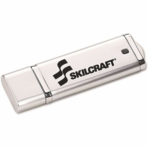 SKILCRAFT® USB Flash Drive - 4 GB - USB 2.0 - 30 MB/s Read Speed - 25 MB/s Write Speed - Silver - Lifetime Warranty - 1 Each