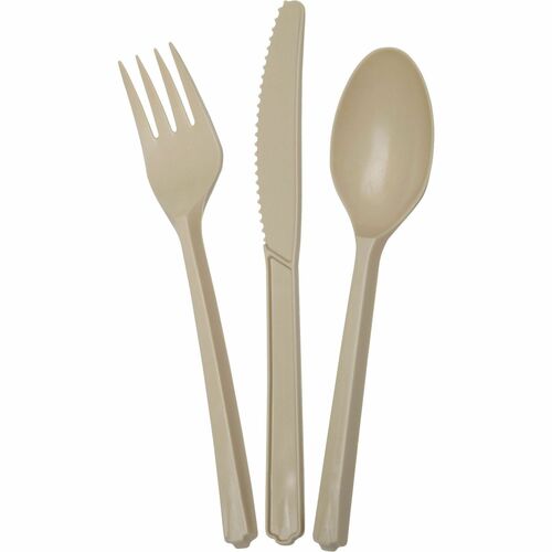 SKILCRAFT Bioserve Cutlery Set - 3 Piece(s) - Cutlery Set - Spoon - Fork - Knife - Breakroom - Disposable - Polypropylene - Wheat - 400 / Box