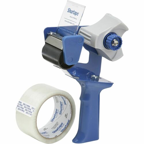 SKILCRAFT® Retractable Blade Tape Dispenser - Holds Total 1 Tape(s) - 3" Core - Refillable - Retractable Blade, Pistol Grip - Plastic - Blue - 1 Each