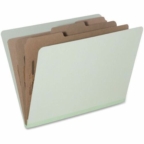 SKILCRAFT Letter Recycled Classification Folder with Fastener - 1" Folder Capacity - 8 1/2" x 11" - 3" Expansion - Prong Fastener(s) - 1" Fastener Capacity - 3 Divider(s) - 25 pt. - Pressboard, Tyvek, Kraft, Paper - Light Green - 30% Recycled - 10 / Pack