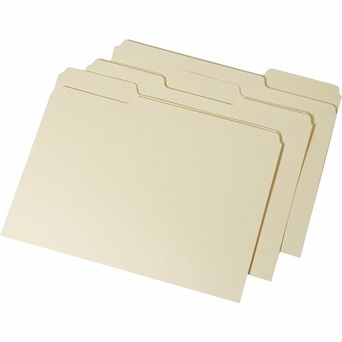 SKILCRAFT 1/3 Tab Cut Letter Recycled Interior File Folder - 8 1/2" x 11" - 11 pt. - Stock - Manila - 30% Recycled - 100 / Box