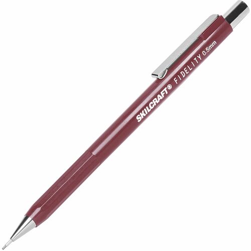 SKILCRAFT® Fidelity Push-Action Mechanical Pencil - Fine Point - Burgundy Barrel - 1 Dozen