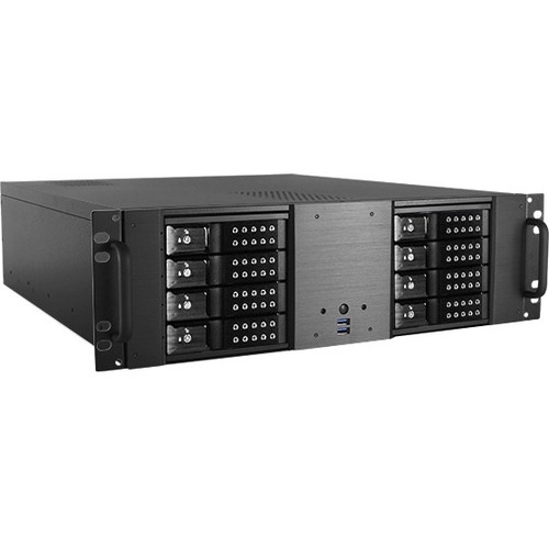 iStarUSA 3U Compact 8x 3.5" Bay Trayless Hotswap microATX Chassis - Rack-mountable - Black - Aluminum, Steel - 3U - 9 x Bay - 2 x 3.15" x Fan(s) Installed - 0 - Micro ATX, ATX Motherboard Supported - 3 x Fan(s) Supported - 8 x External 3.5" Bay - 1 x Inte