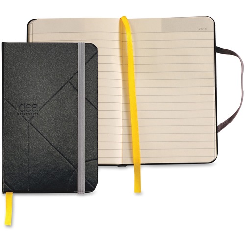 TOPS Idea Collective Mini Hardbound Journal - 96 Sheets - Case Bound - 3 1/2" x 5 1/2" Sheet Size - Cream Paper - Black Cover - Durable Cover, Acid-free, Pocket, Flexible Cover, Bookmark, Elastic Closure, Archival, Unpunched - 1 Each