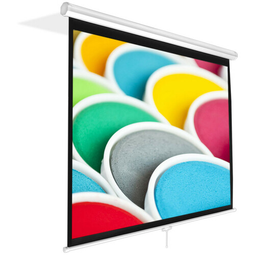 PyleHome PRJSM9406 84" Manual Projection Screen - Front Projection - Matte White - 50.3" Height x 67.3" Width - Ceiling Mount, Wall Mount