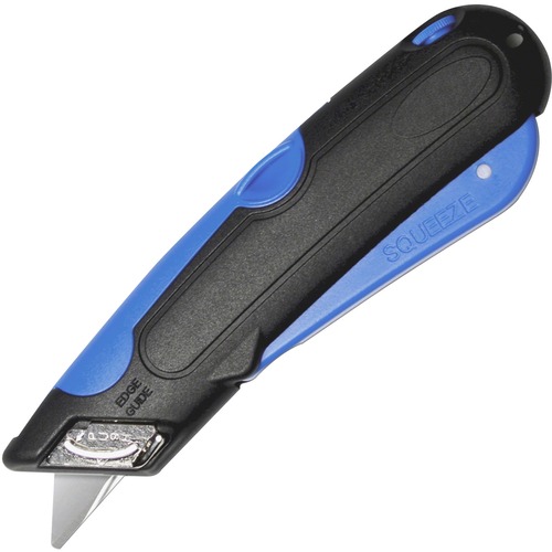 Garvey Cosco EasyCut Self-retracting Blade Carton Cutter - Self-retractable, Locking Blade - Stainless Steel, Plastic - Blue, Black - 1 Each
