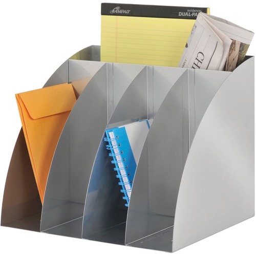 MMF SteelMaster 4-Way Corner Organizer - 5 Compartment(s) - 11" Height x 11" Width13" Length%Desktop - Scratch Resistant, Chip Resistant - 20% Recycled - Silver - Steel - 1 Each