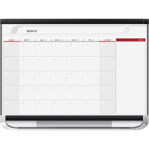 Quartet Prestige 2 Magnetic Monthly Calendar Board - Monthly - 1 Month - Graphite, White - Steel - 24" Height x 36" Width - Erasable, Stain Resistant, Ghost Resistant, Magnetic, Durable, Marker Tray - 1 Each - TAA Compliant
