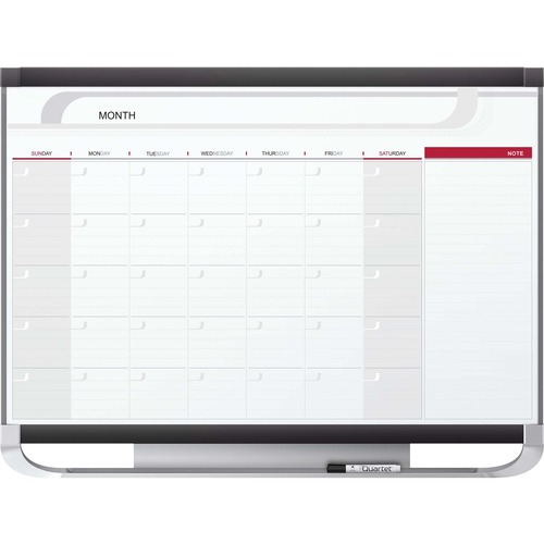 Quartet Prestige 2 Magnetic Monthly Calendar Board - Monthly - 1 Month - Graphite, White - Steel - 36" Height x 48" Width - Erasable, Ghost Resistant, Stain Resistant, Magnetic, Durable, Mountable, Marker Tray - 1 Each - TAA Compliant