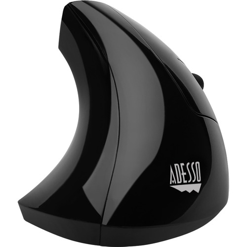 Adesso iMouse E10 - 2.4 GHz RF Wireless Vertical Ergonomic Mouse - Optical - Wireless - Radio Frequency - 2.40 GHz - Black - USB - 1600 dpi - Scroll Wheel - 6 Button(s) - Right-handed Only