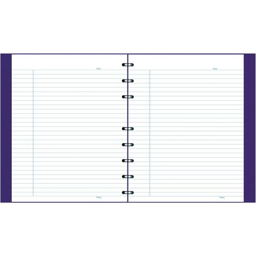 Blueline NotePro Notebook - 192 Pages - Twin Wirebound Blue Margin - 7 1/4" x 9 1/4" - White Paper - Purple Cover - Hard Cover, Micro Perforated, Index Sheet, Self-adhesive Tab, Storage Pocket - Recycled - 1Each