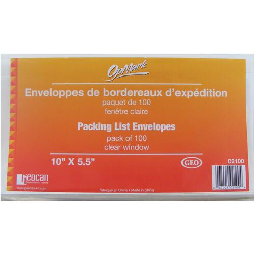 Geocan Packing List/Invoice Enclosed Envelopes - Packing List - 10" Width x 5 1/2" Length - Peel & Seal - 100 / Pack - Packing List/Invoice Enclosed Envelopes - GCI02100