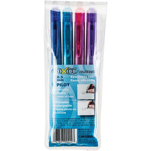 FriXion Ball Clicker 0.5mm - Set of 4 - 0.5 mm (0.02") Pen Point - Refillable - Retractable - Assorted Ink - Gel-based - 4 / Pack