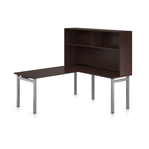Offices To Go Ionic - L Shape Suite with Hutch, 66"W x 66"D x 65"H, Dark Expresso - 66" x 66" x 65" - Material: Polyvinyl Chloride (PVC) - Finish: Dark Espresso, Laminate