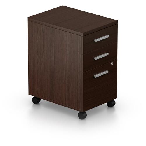 Offices To Go Ionic - Mobile Pedestal, 16"W x 22"D x 27"H, Dark Expresso - 3-Drawer - 16" x 22" x 27" - 3 x File Drawer(s), Box Drawer(s) - Material: Polyvinyl Chloride (PVC) - Finish: Dark Espresso, Laminate