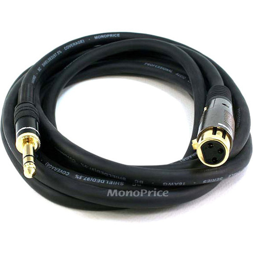 Monoprice 10ft Premier Series XLR Female to 1/4inch TRS Male 16AWG Cable (Gold Plated) - 10 ft 6.35mm/XLR Audio Cable for Audio Device - First End: 1 x XLR Audio - Female - Second End: 1 x 6.35mm Audio - Male - Shielding - Gold Plated Connector