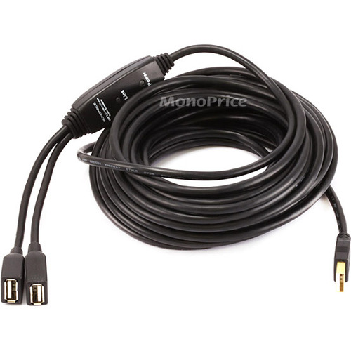 Monoprice 32ft 2 Port USB 2.0 A Male to A Female Active Extension / Repeater Cable - 32 ft USB Data Transfer Cable - First End: 1 x USB 2.0 - Male - Second End: 1 x USB 2.0 Type A - Female - Extension Cable