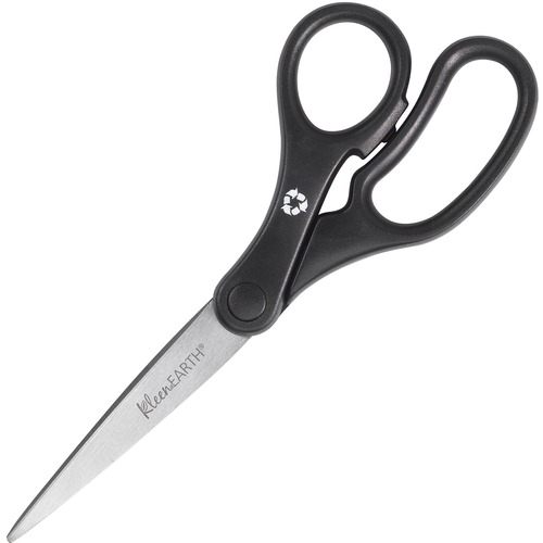 Westcott KleenEarth 7" Straight Basic Black Handle Scissors - 7" (177.80 mm) Overall Length - Left/Right - Stainless Steel - Straight Tip - Black - 1 Each - Scissors - ACM15582