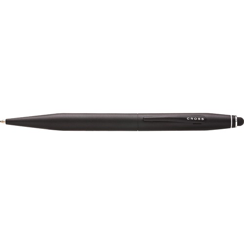 Cross Tech2 Satin Black Dual Function Ballpoint Pen and Stylus - Medium Pen Point - 0.7 mm Pen Point Size - Conical Pen Point Style - Refillable - Retractable - Black - Satin Black Barrel - Carbide Tip - 1 Each