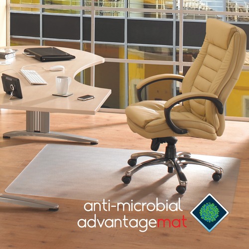 Advantagemat® Anti-Microbial Rectangular Chair Mat for Hard Floors - 36" x 48" - Office, Home, Hard Floor - 48" Length x 36" Width x 0.080" Depth x 0.080" Thickness - Rectangular - Polyvinyl Chloride (PVC), Vinyl - Fresh Mist - 1Each - TAA Compliant