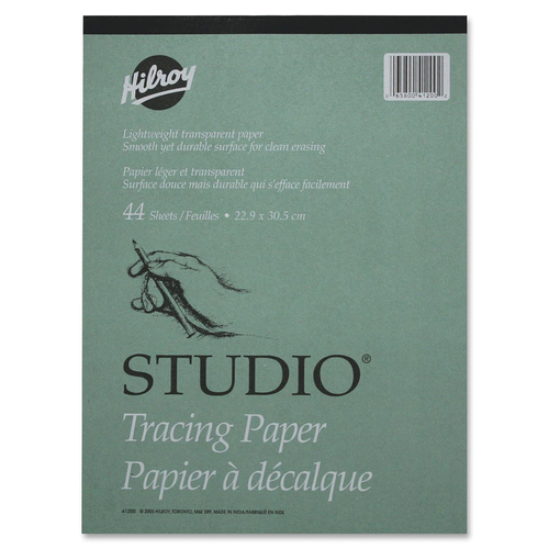 Hilroy Tracing Paper Pad - 44 Sheets - Plain - 9" x 12" - Transparent Paper - Lightweight - 1Each - Drafting & Tracing Paper - HLR41200