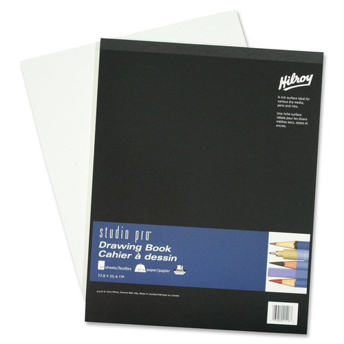 Hilroy Studio Pro Drawing Book - 50 Sheets - Plain - 50 lb Basis Weight - 11" x 14" - White Paper - Acid-free - 1 Each