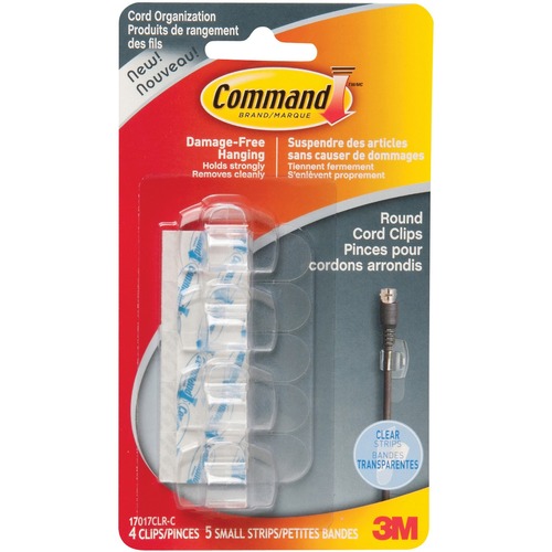 3M Command 17017CLR-C Cord Clip - Clear, Transparent - 1 Pack - Plastic