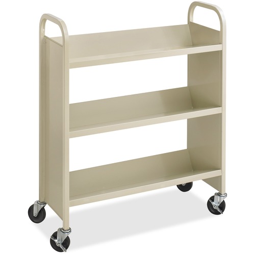 Safco Steel 3-Shelf Single-Sided Book Carts - 3 Shelf - 2.50" (63.50 mm) Caster Size - Steel - x 36" Width x 14.5" Depth x 43.5" Height - Sand - 1 Each - Utility/Service Carts - SAF5358SA