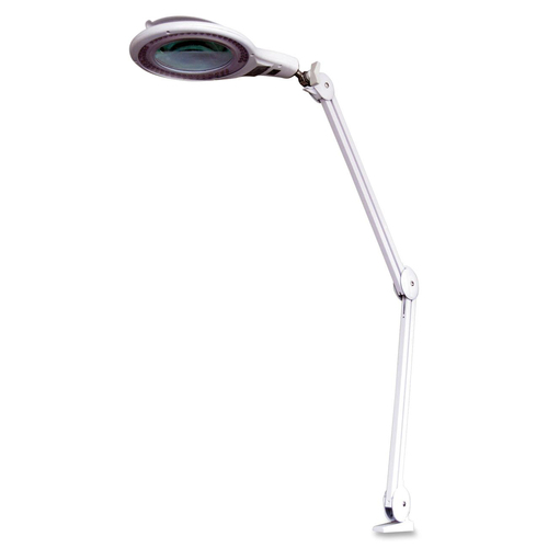 Vision LED Illuminated Magnifier Adj. Lamp - LED Bulb - Adjustable Head, Built-in Clip - Metal - Desk Mountable