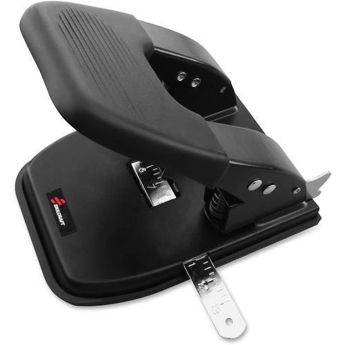 SKILCRAFT Heavy-duty 2-Hole Paper Punch - 2 Punch Head(s) - 30 Sheet - 9/32" Punch Size - Black