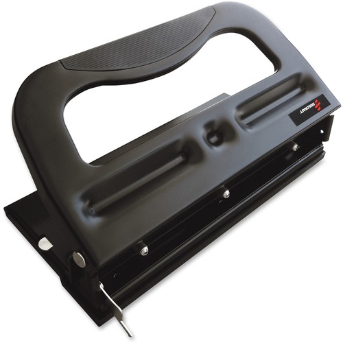 SKILCRAFT Heavy-duty 3-hole Paper Punch - 3 Punch Head(s) - 32 Sheet - 9/32" Punch Size - Black, Metallic