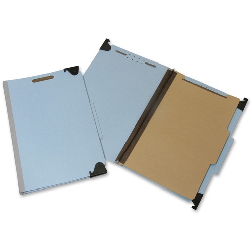 SKILCRAFT 2/5 Tab Cut Legal Recycled Hanging Folder - 8 1/2" x 14" - 2" Expansion - 4 Fastener(s) - Top Tab Location - Right of Center Tab Position - 1 Divider(s) - Light Blue - 60% Recycled - 5 / Box